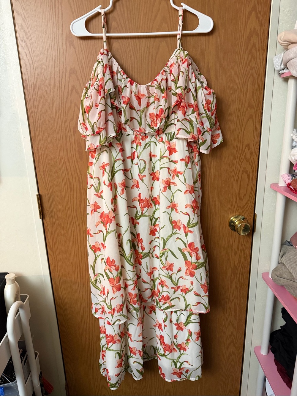 Marissa Olivia XL Floral High-Low Maxi Dress Ruffle Cold Shoulder